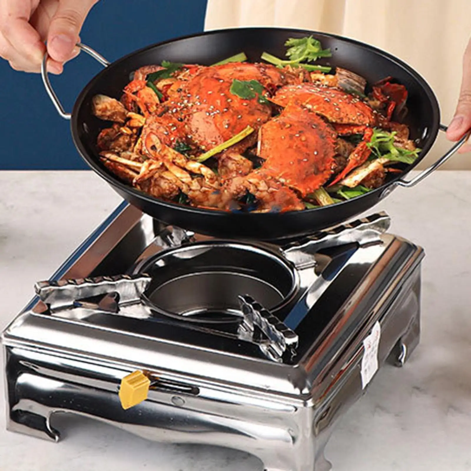 Alcohol Stove with Lid Portable Anti Scalding Environmental Protection Stainless Lightweight Burner for Outdoor Dormitory Baking