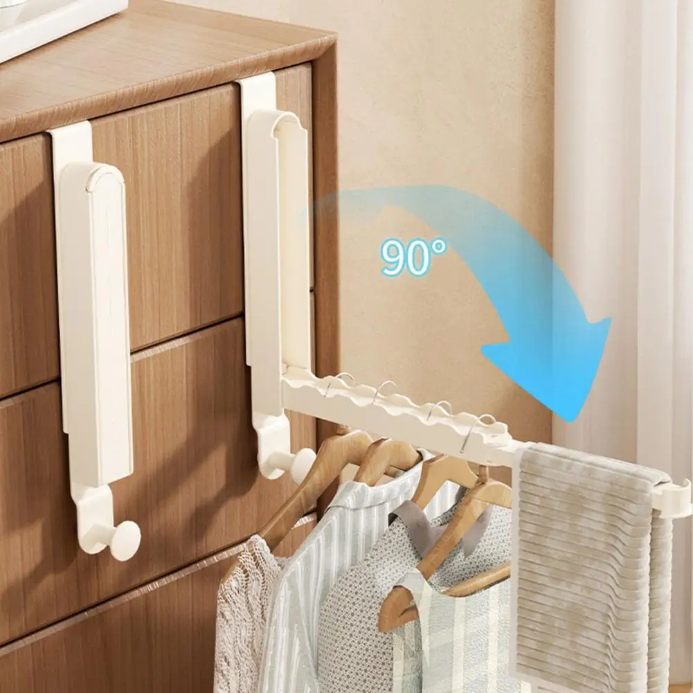 Door Back Hook Clothes Drying Rack Retractable Rod Laundry Rack Folding Clothes Drying with for Laundry for Corrosion