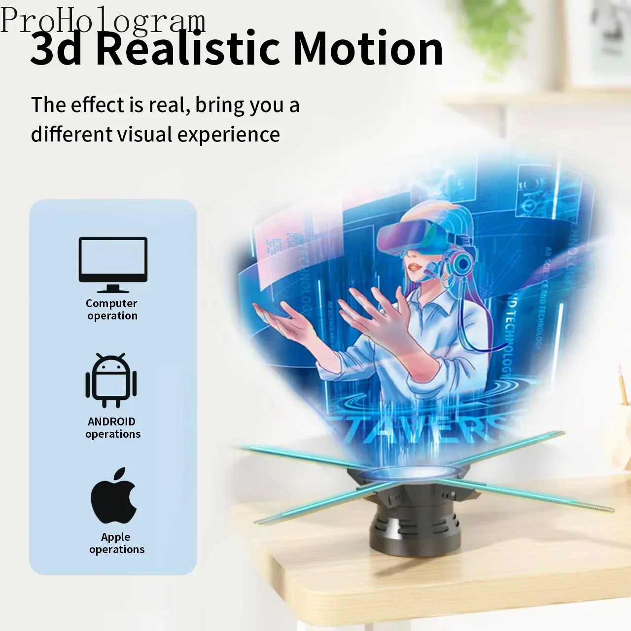 3D Hologram Fan 3D Fan Hologram Projector Wifi Display Advertising Light Led Sign Holographic Lamp Three-Dimensional 52-80CM