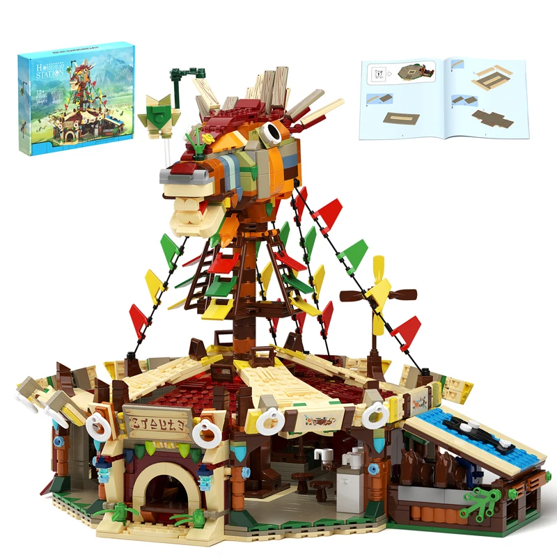 Moc Breath Of The Wild Horse Head Station Building Blocks Set Per Zeldaed Printed Bricks Giocattoli All'Ingrosso Regali Di Compleanno Per Bambini