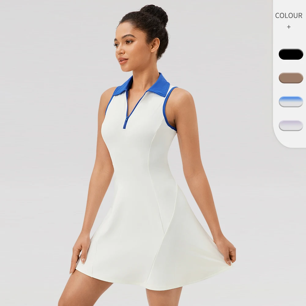 Flip Collar One-piece Tennis Dress For Women Quick Drying Breathable Sports and Leisure Fitness Dress 42157 women dress,sports clothing