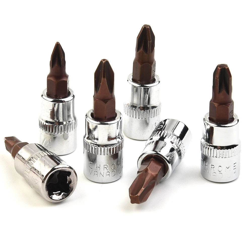6 stücke 1/4 Zoll Stick Kreuz Buchse Bit Set PH1 PH2 PH3 PZ1 PZ2 PZ3 Schraubendreher-bits Chrom Vanadium stahl Schlüssel Hand Werkzeug – Detail 2