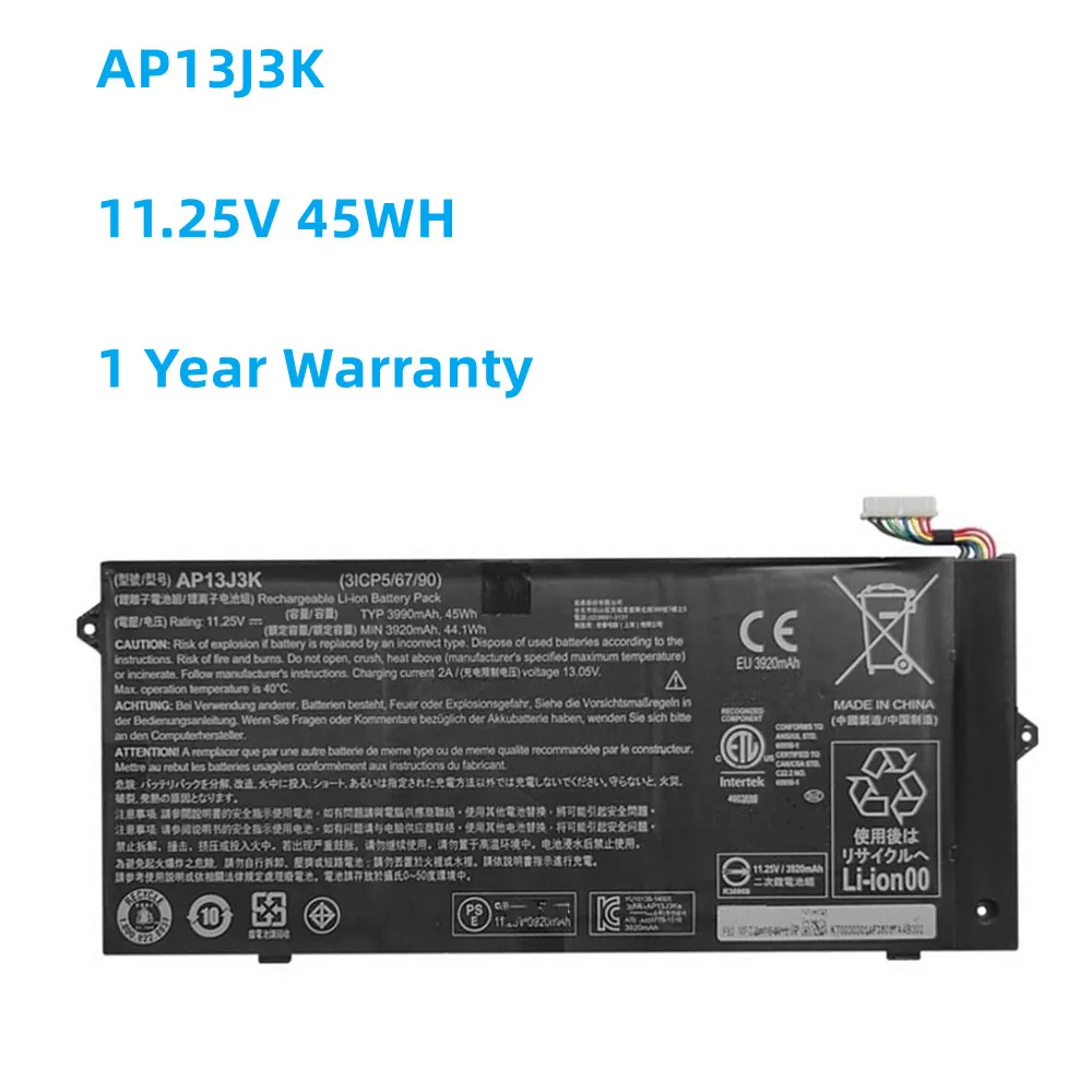 Аккумуляторная батарея AP13J3K 11,25 в 45 Вт-ч для ноутбука ACER Chromebook C720 C720P C740 AP13J4K аккумуляторная батарея iqzip для ноутбука acer aspire 5516 10 8v 5200mah as09a61 oem черная