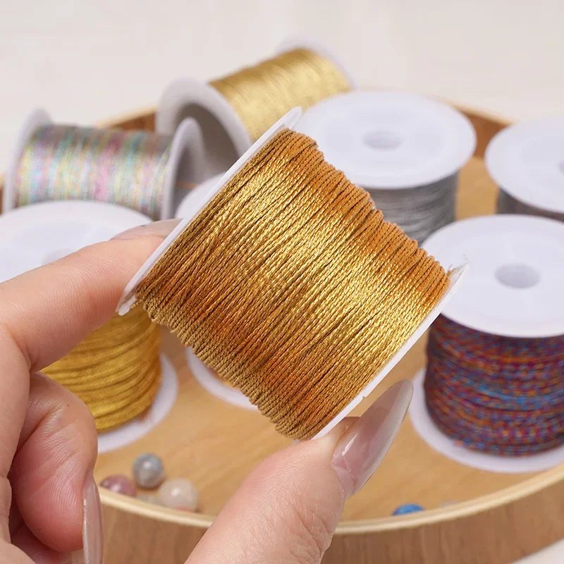 0.2mm-0.8mm Gold/Silver/Gradient Macrame Cord Thread Braided String for macrame cord