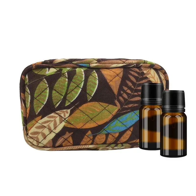 

Essential Oil Carrying Case Holds For 5ml 10ml 15ml Storage Bag Cotton Material Print Pattern 10 Bottles