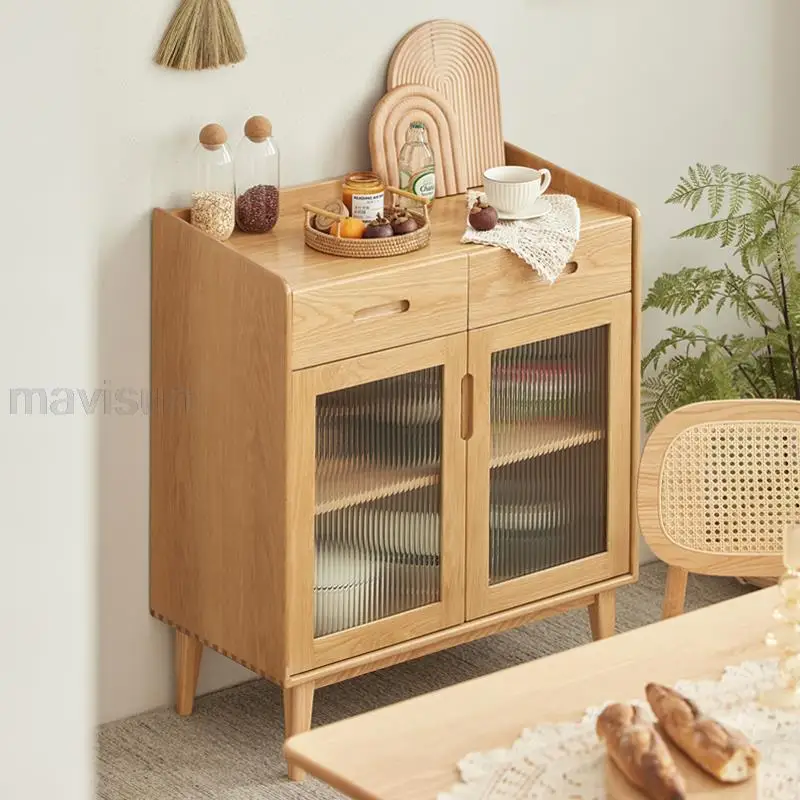 Buffet For Dishes Furniture Solid Wood Wine Cabinet Living Room Storage Display Case With Double Drawers Console Furniture