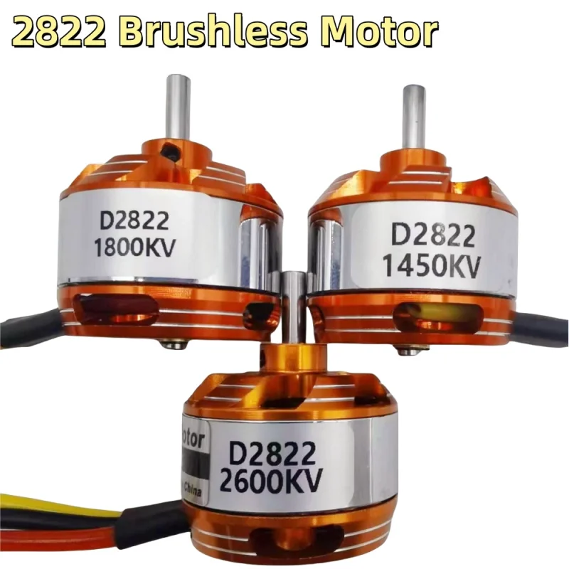 Moteur Brushless D2822 2600KV monté sur un support de drone multirotor