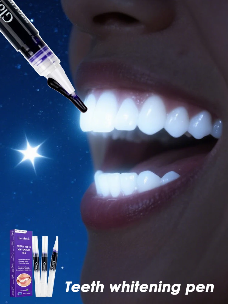 Stylo de blanchiment des dents instantané violet, dentifrice au tartre, nettoyage des taches dentaires, sans sensibilité pour un sourire plus blanc plus brillant, soins de la carie