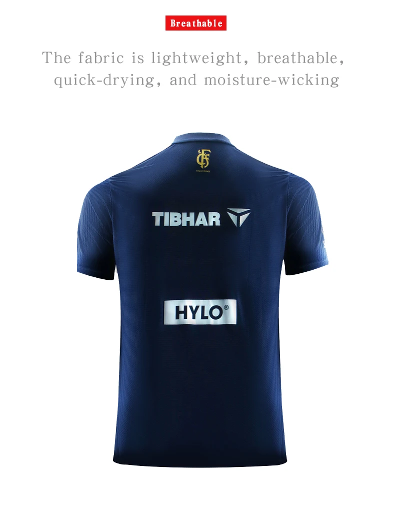 TIBHAR Ping Pong Clothing Short-Sleeved Quick-Drying Table Tennis Competition Attire Champions League Sports Clothing