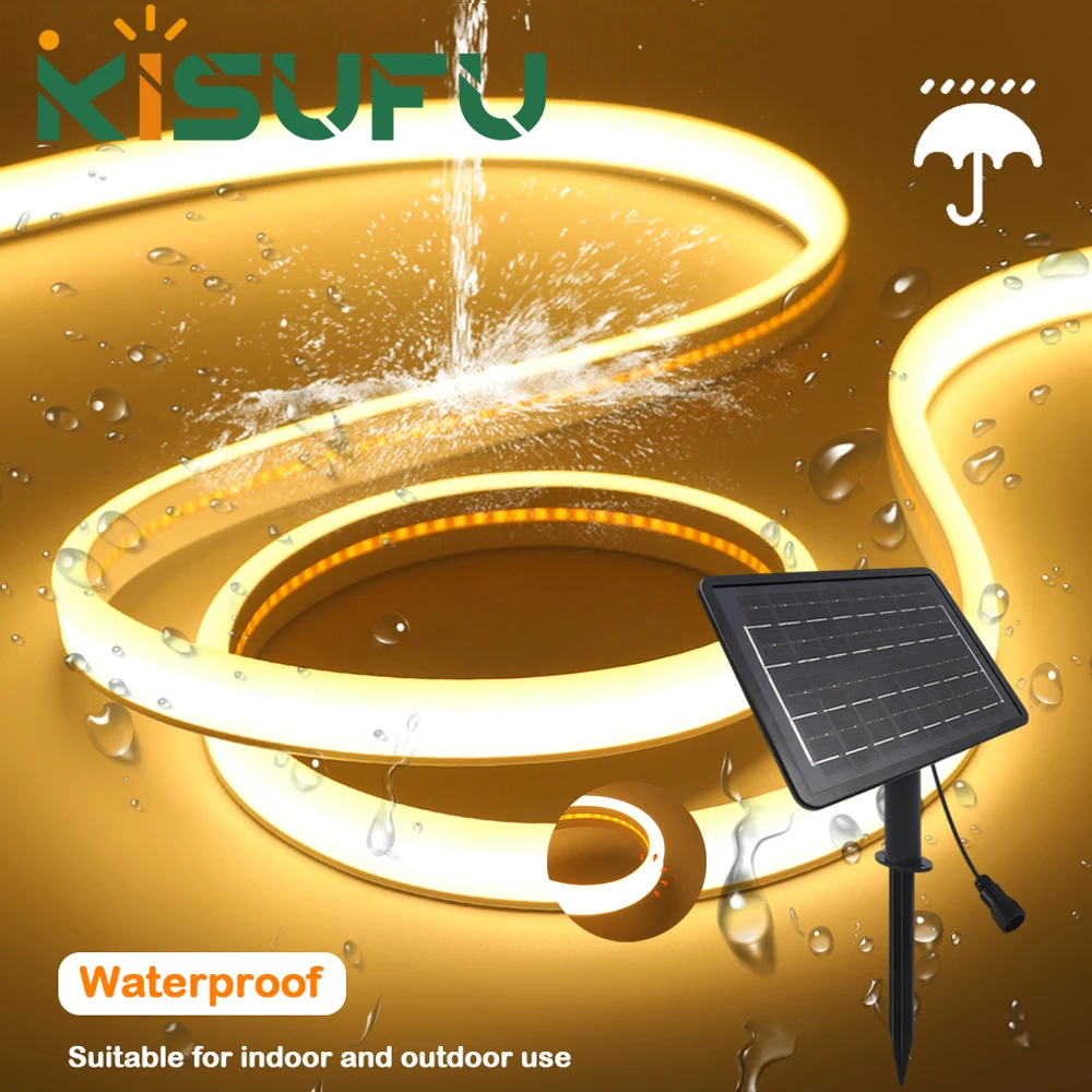 IP68 방수 태양광 COB LED 네온 스트립 양면 발광 고휘도 320LED/M..