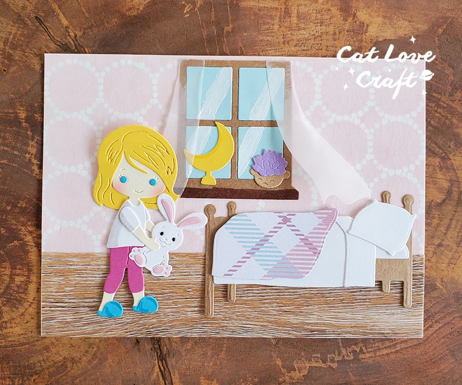 Catlove 어린이 방 시리즈 금속 절단 다이 스크랩북 스텐실 다이 컷 카드 만들기 DIY 공예 엠보싱 2022 년 새로운 다이 만들기