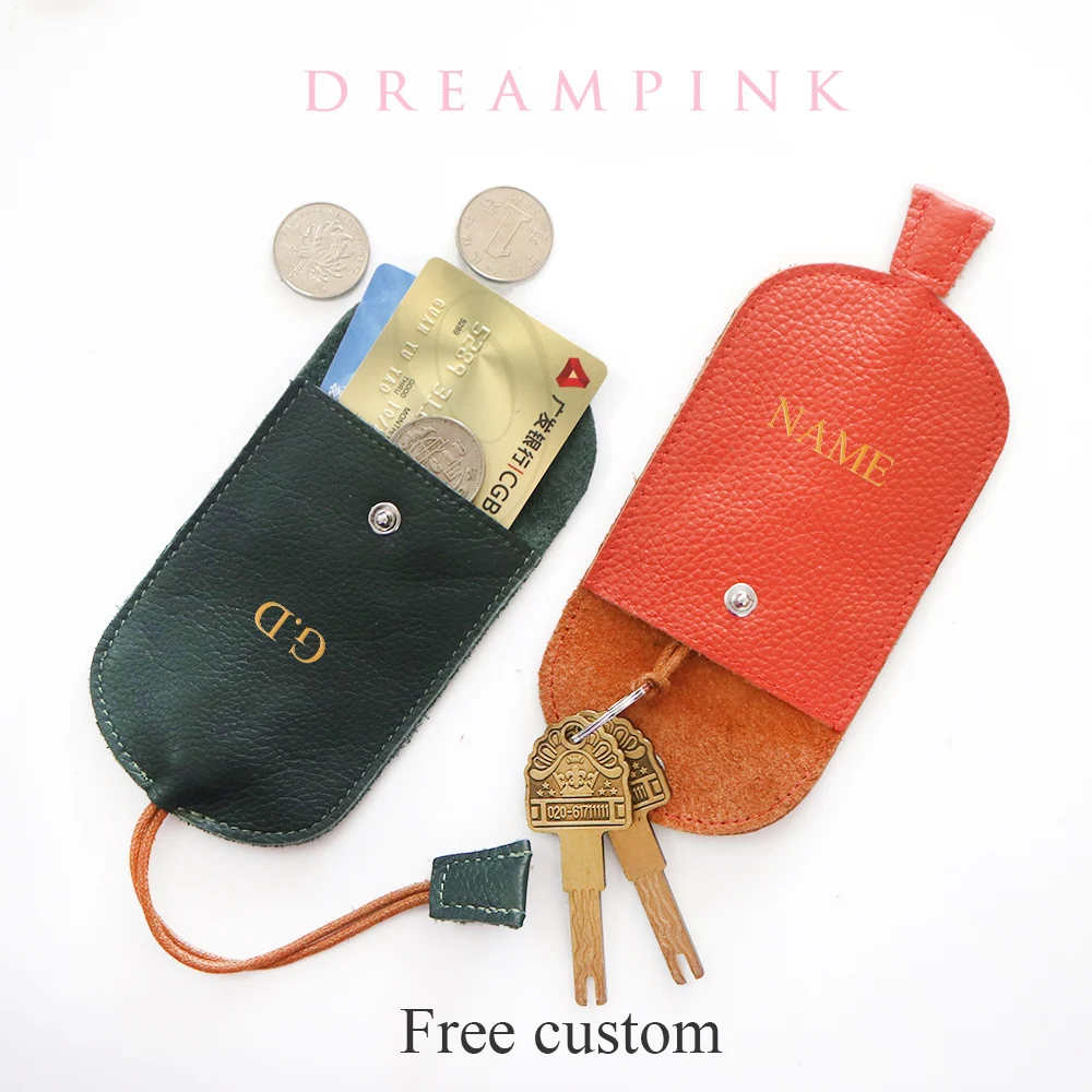 Leather Key Wallet Fob Leather Key Holder Case Monogrammed 