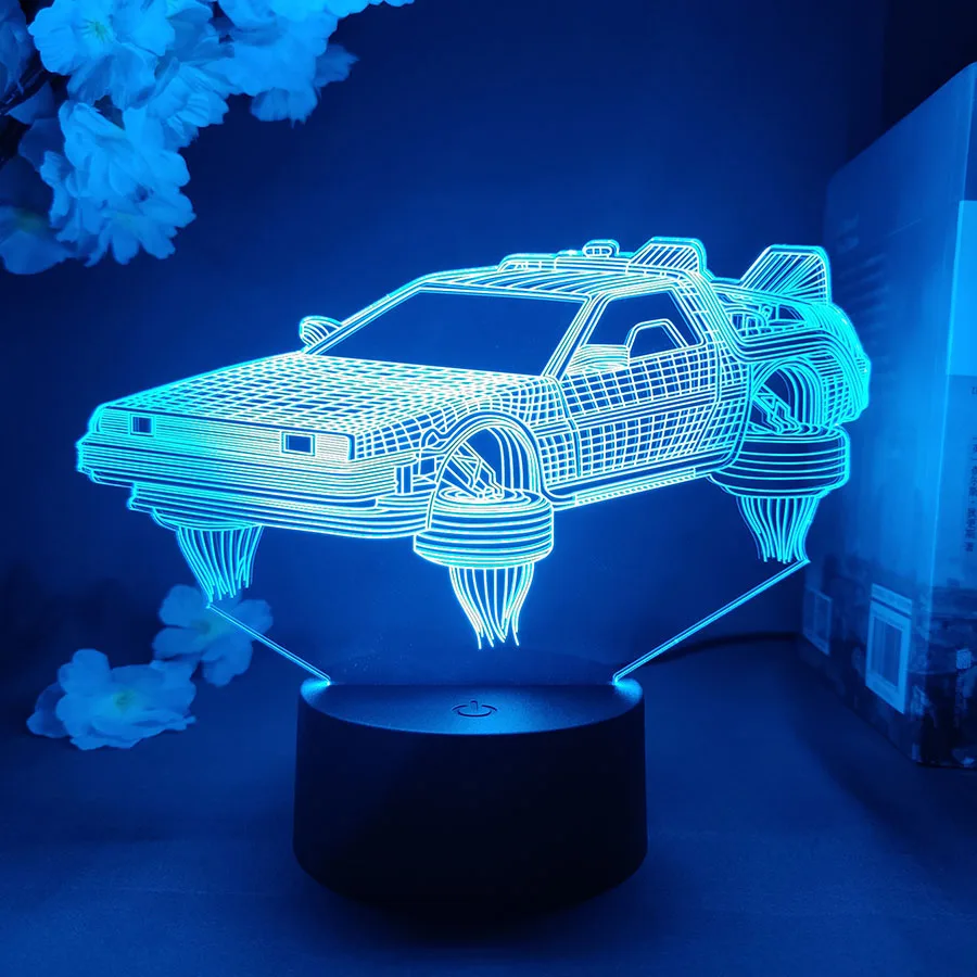 Back to the Future DeLorean 3D Illusion Lamp Classical Sci-Fi Car Model Nightlight for Fans Xmas Gift Cool stuff to Room Decor