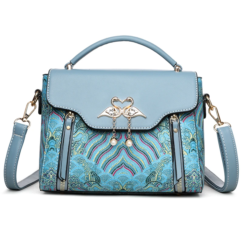 حقيبة يد نسائية جديدة مطرزة بألوان متباينة حقيبة ي...