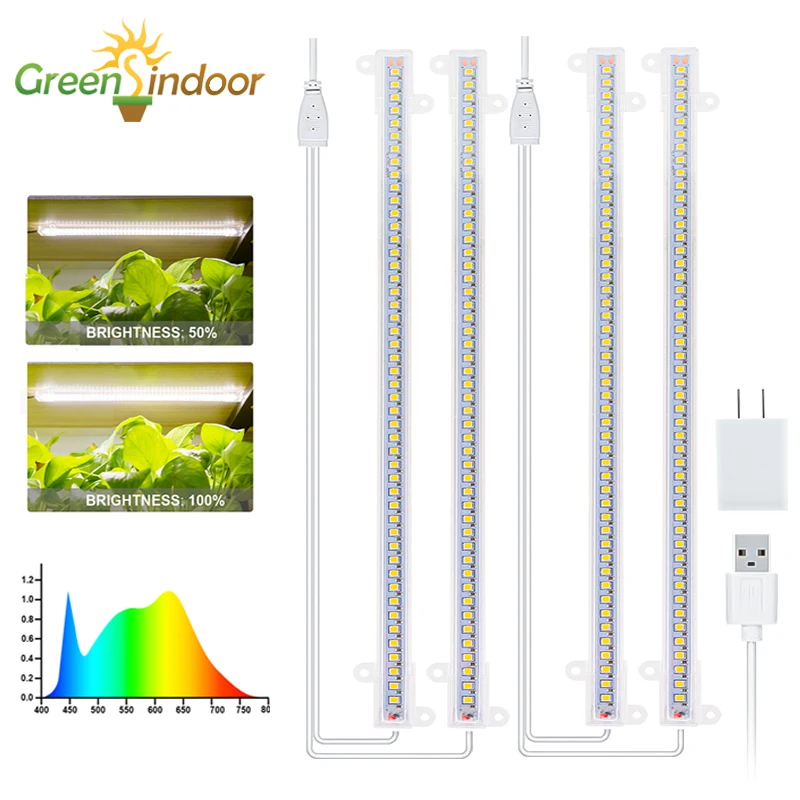 2pcs LED Grow Light Strips Full Spectrum Timer Warm White Led Bars For