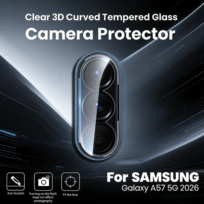 3-in-1 Clear Tempered Glass Case with 3D Curved Camera Lens Protector