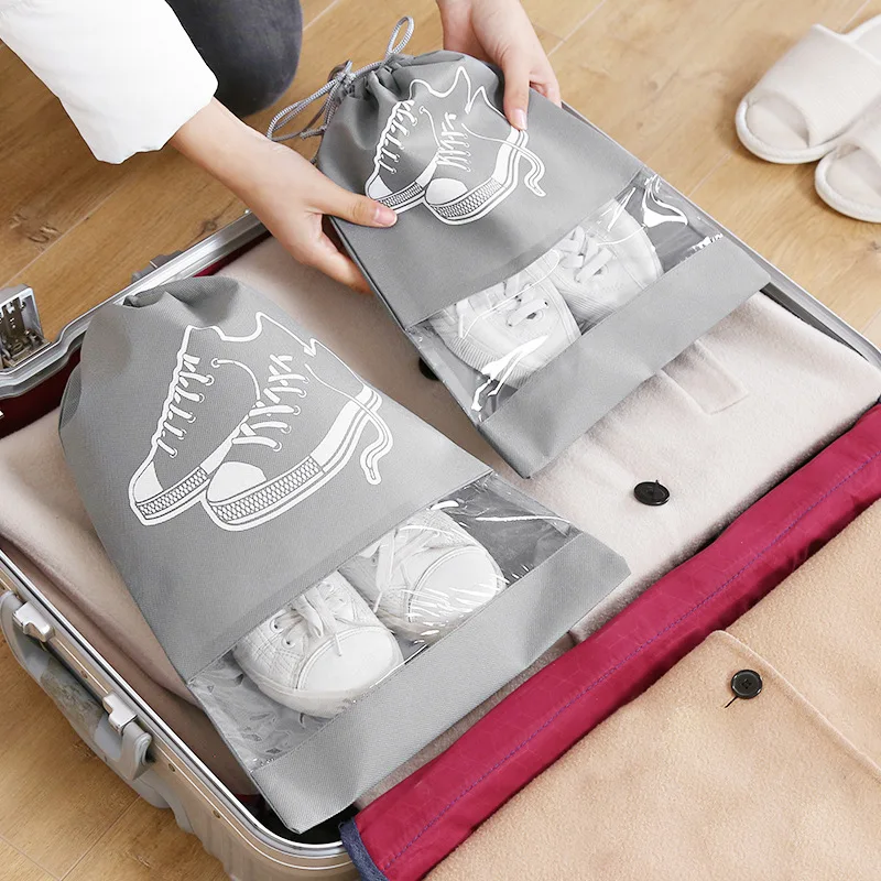 4pcs Portable Travel Outdoor Waterproof Shoes Storage Zipper Bag Case Box 