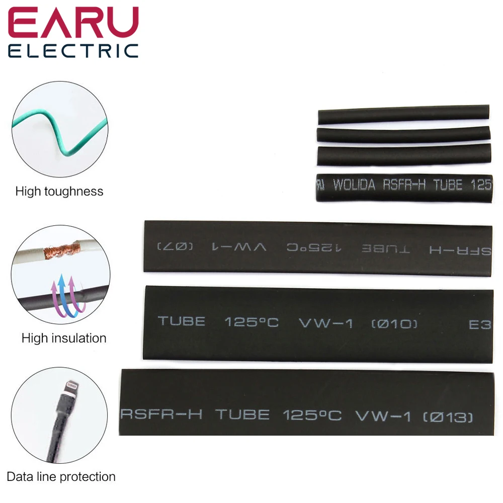 127pcs Heat Shrink Tube Sleeving Tubing Assortment Kit Electrical Connection Ele