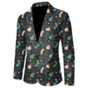 Christmas Gift Men Suit Coat Fashion Christmas Printed Pocket Lapel One Button Slim Fit Blazer Men Winter Party Jacket Plus Size 2