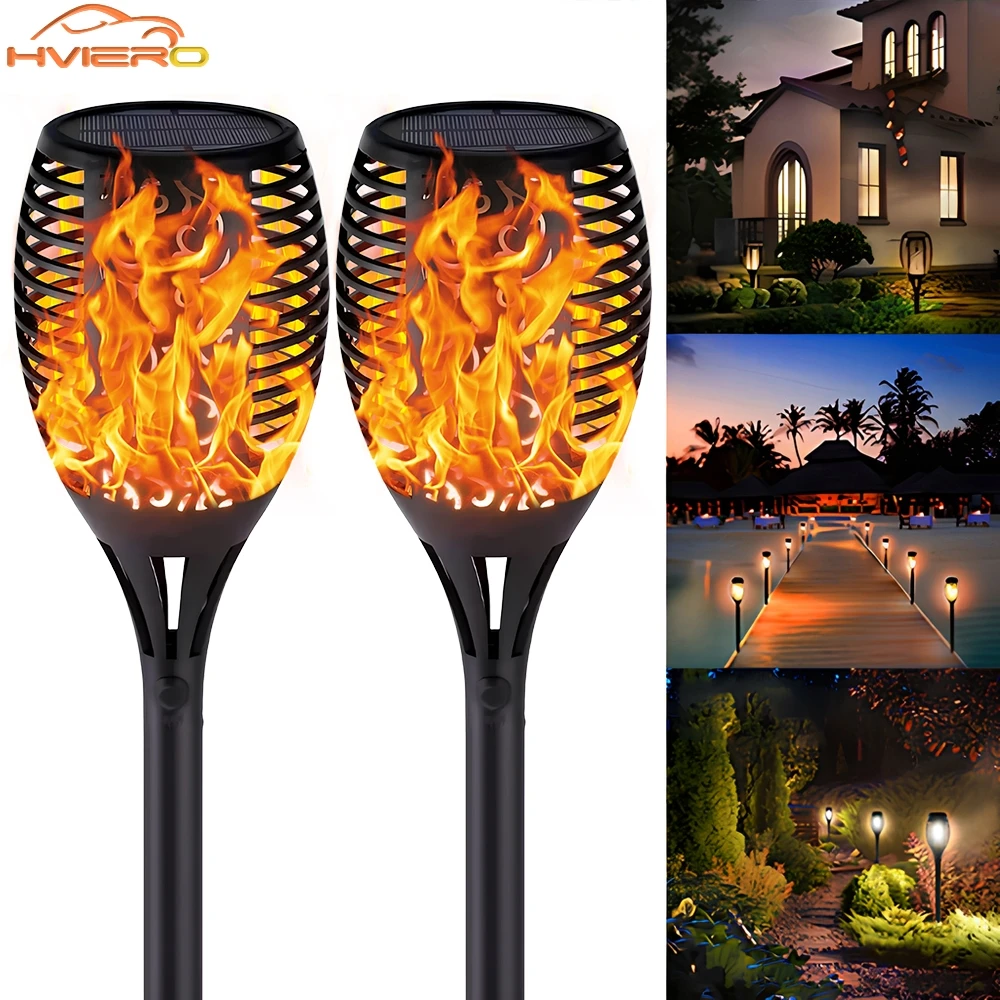 1/2/4/8Pcs Solar Flame Lights 12LED Bulbs Flickering Waterproof Garden Decoration Outdoor Lawn Path Yard Patio Night Floor Lamps garden decoration lamps