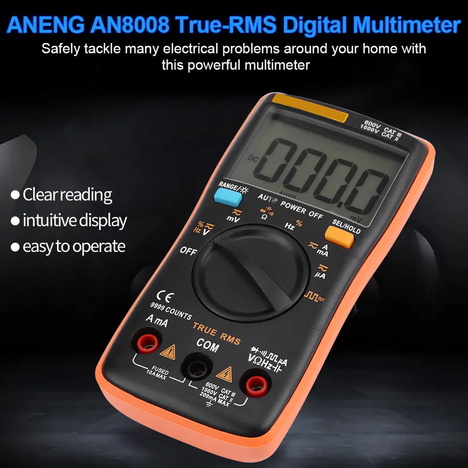 ANENG AN8008 True RMS 9999 Digital Multimeter AC DC Voltage Ammeter Current Ohm Meter image 1