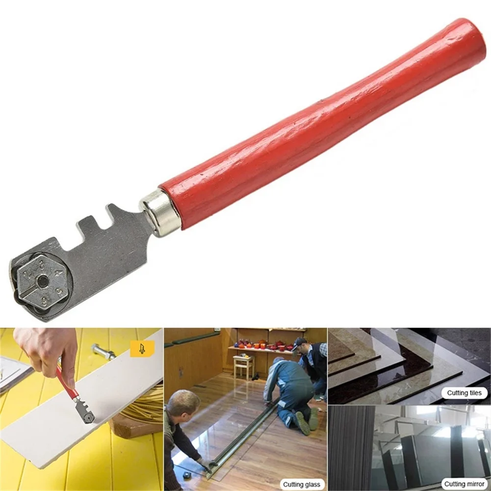 Portable Glass Cutter Professional Glass Tile Cutter Wooden Handle Tool For DIY Tile Mirror Craft Cutting Hand Tools 130mm glass cutter,tile glass cutter,tile cutting tool