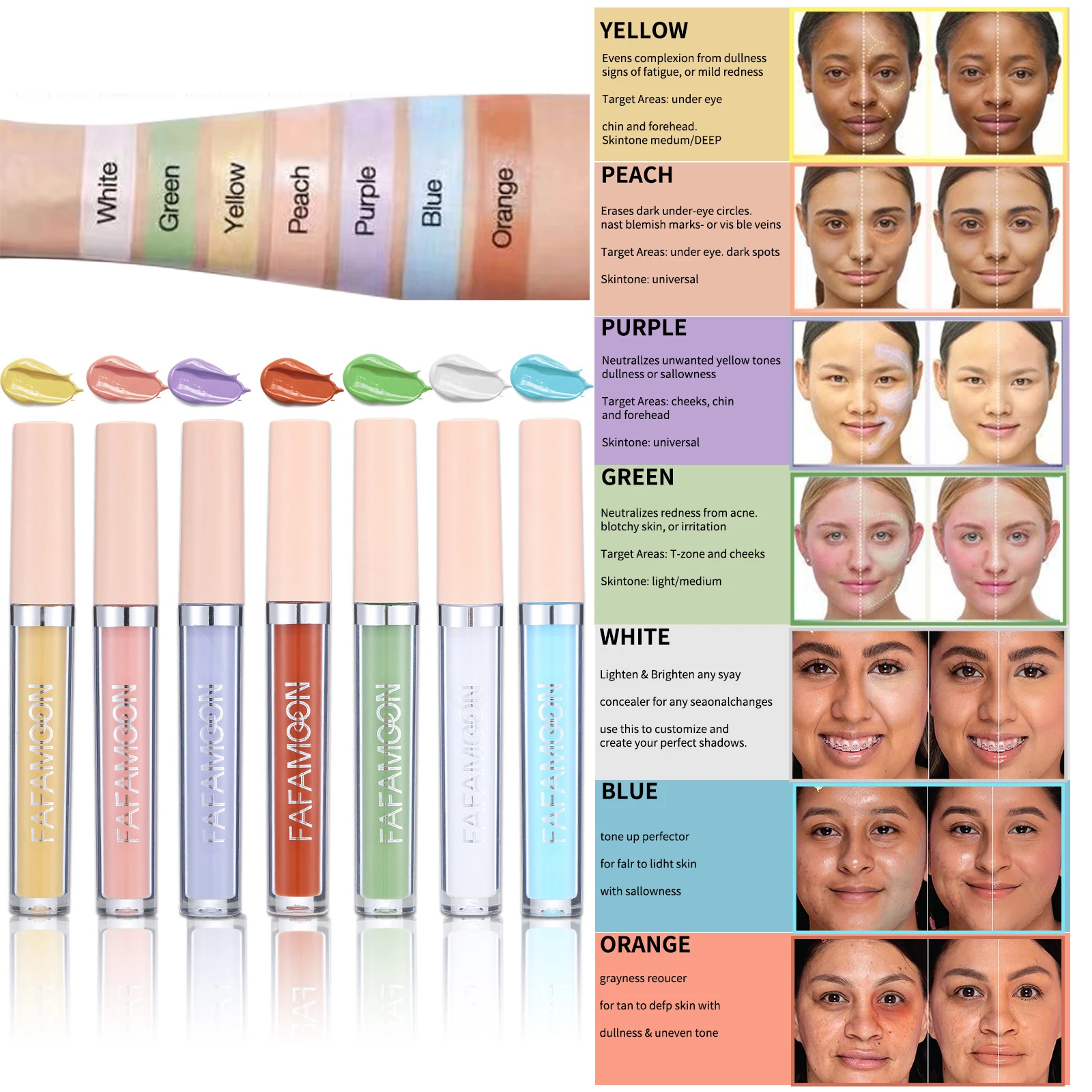 Liquid Concealer Face Contour Dark Circle Cover Makeup Face Foundation Concealer Correcting Skin Color Women Beauty Maquiagem 4