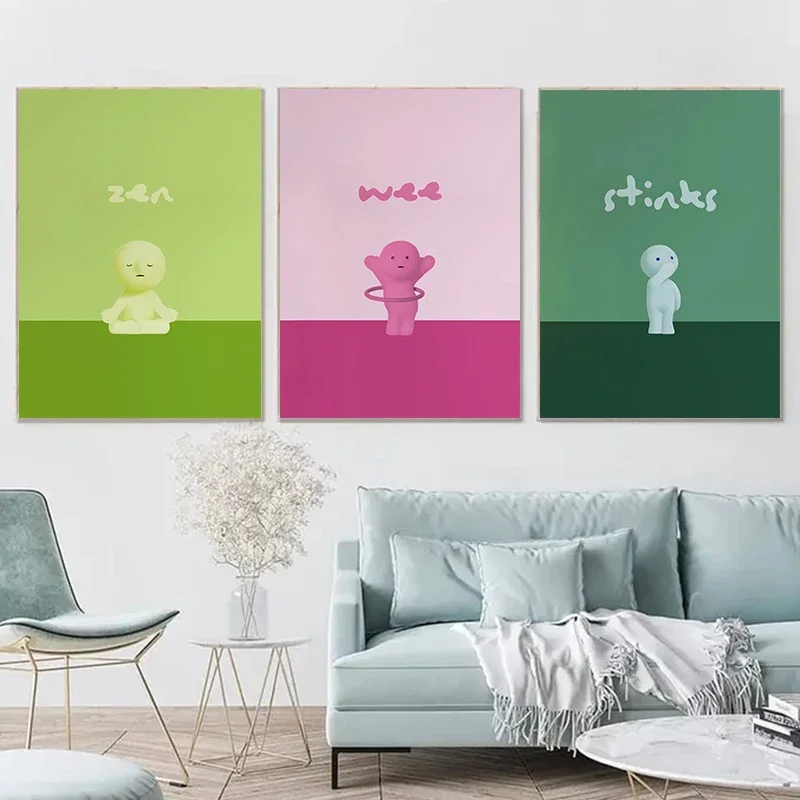 Moderne bunte Smiski Yoga Meditation Poster und Drucke Leinwanddruck Zen Wandkunst Bild für Yoga Studio Home Decor – Detail 2