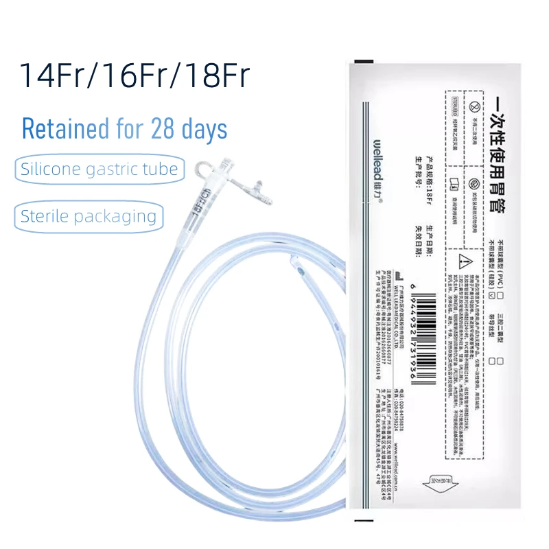 

Disposable Gastric Silicone Tube Sterile Nasal Feeding Tube Medical Nasogastric Feeding Tube Fr14/Fr16/Fr18 Without Saccule