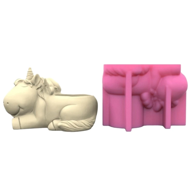 

Силиконовая форма для сочных цветочных горшков, 3D формы для цветочных горшков с единорогами, держатель для хранения, коробка