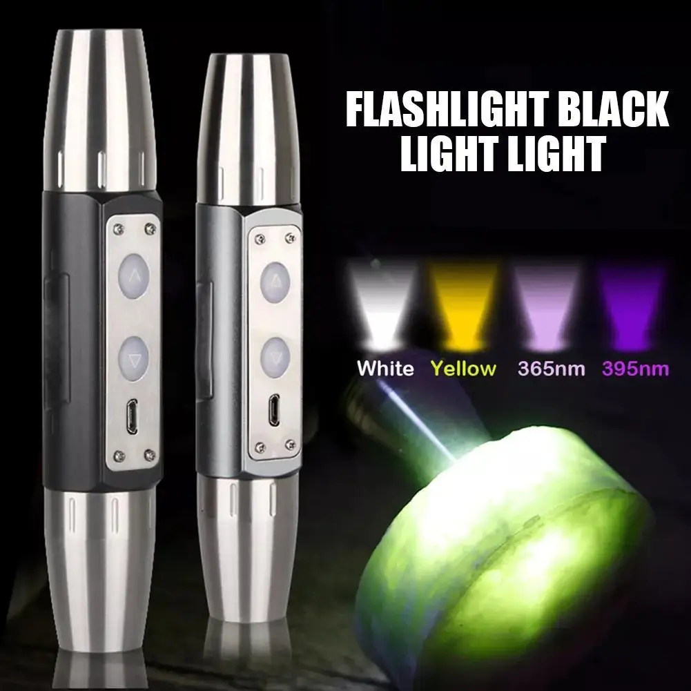4-in-1 White Yellow Uv 365nm/395nm Led Lcd Flashlight Money Scorpion Marker Ore Jade Fluorescence Stone Detection Jewelry L Z0b6