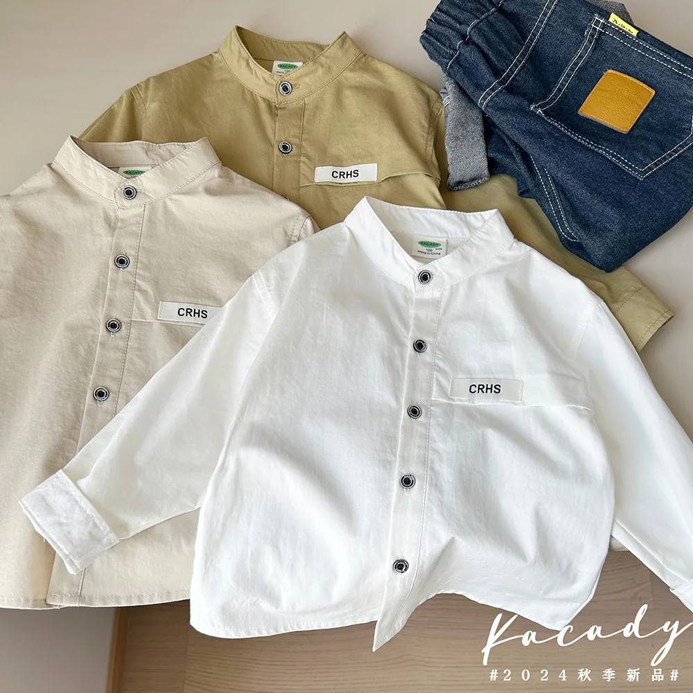 Autumn 3-10 Years Boys Casual Long Sleeve Blouse Three Colors Cotton Shirt