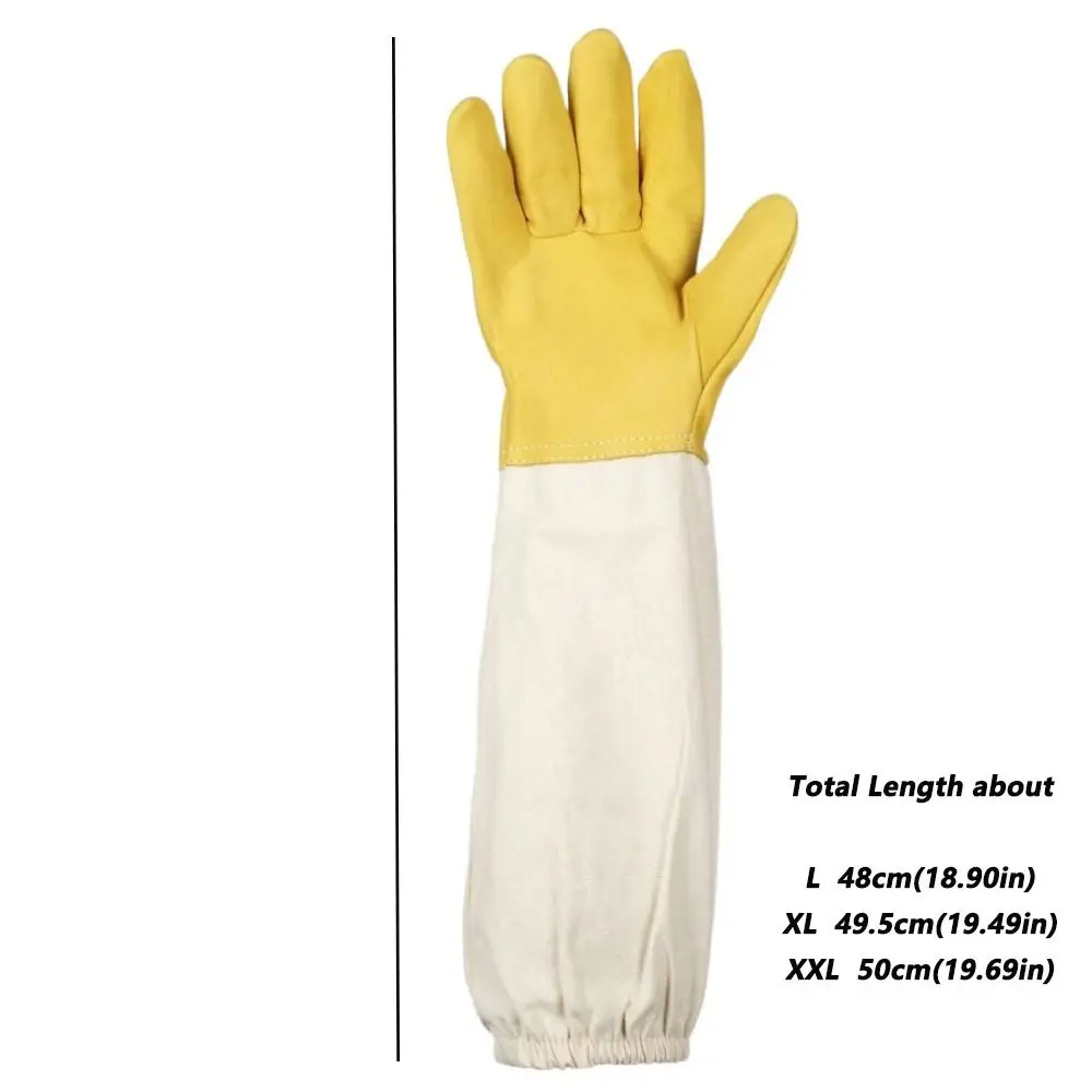 Safe Professional Beekeeping Gloves Anti-sting Anti-bee Canvas Sheepskin Gloves Apiculture Protect 1 Pair