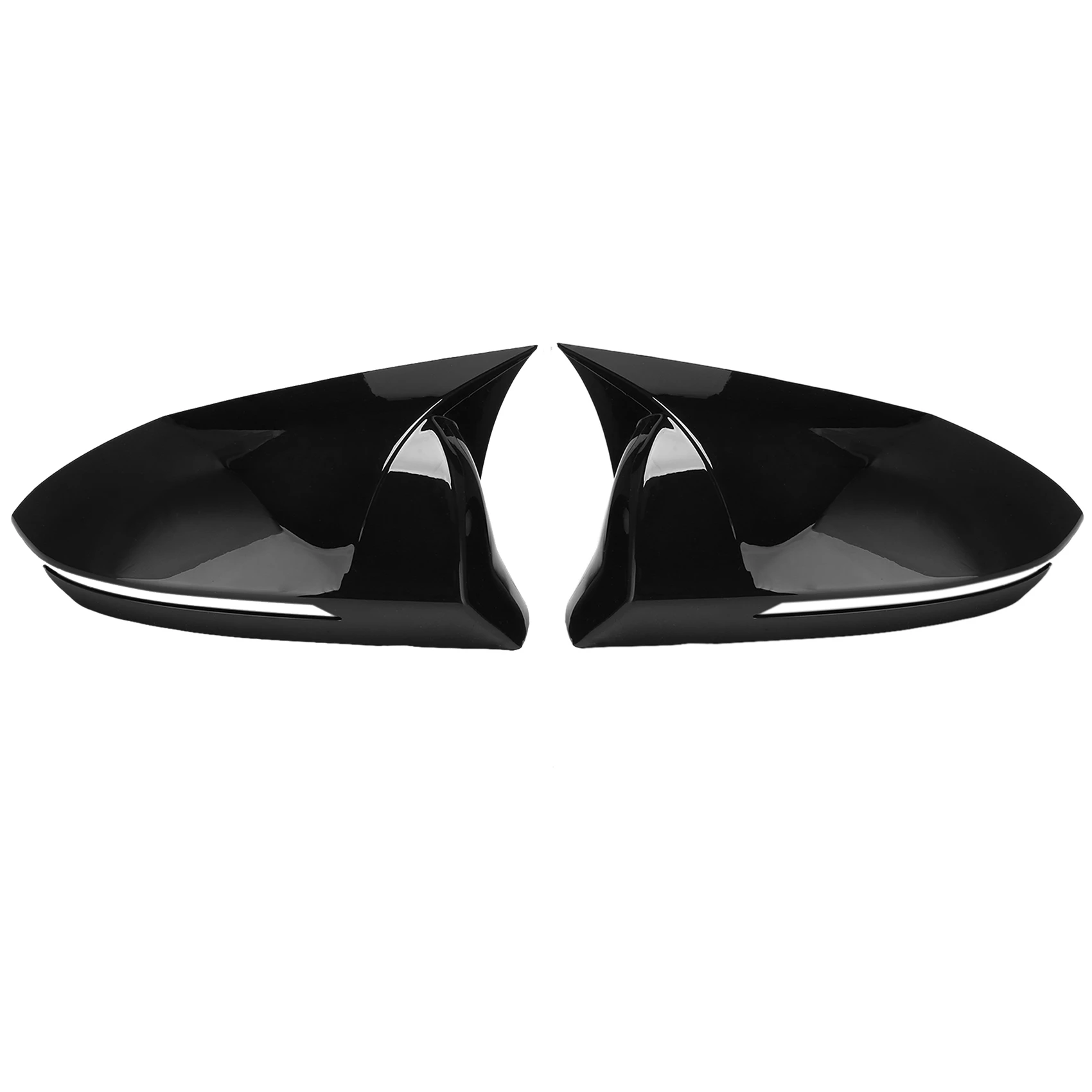 Car Glossy Black Ox Horn Rearview Side Glass Mirror Cover Trim Frame