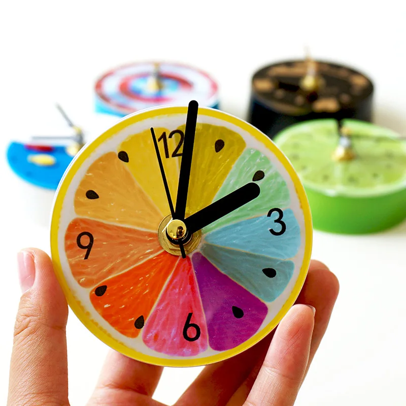 

Refrigerator Magnets Sticker Clock Fruit Pattern Wall Clock Round Message Stickers Kitchen Clock Home Decor Magnets Sticker