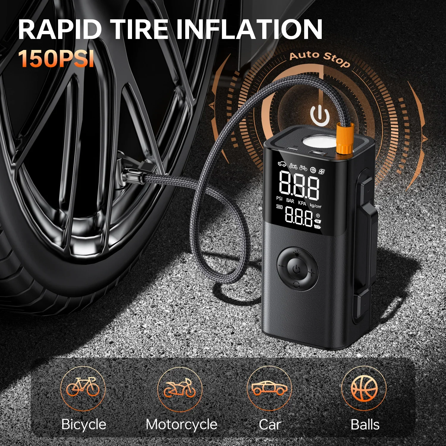 Car Jump Starter 4000A Portable 150PSI Air Pump Car Battery Booster Engine Starting Device
