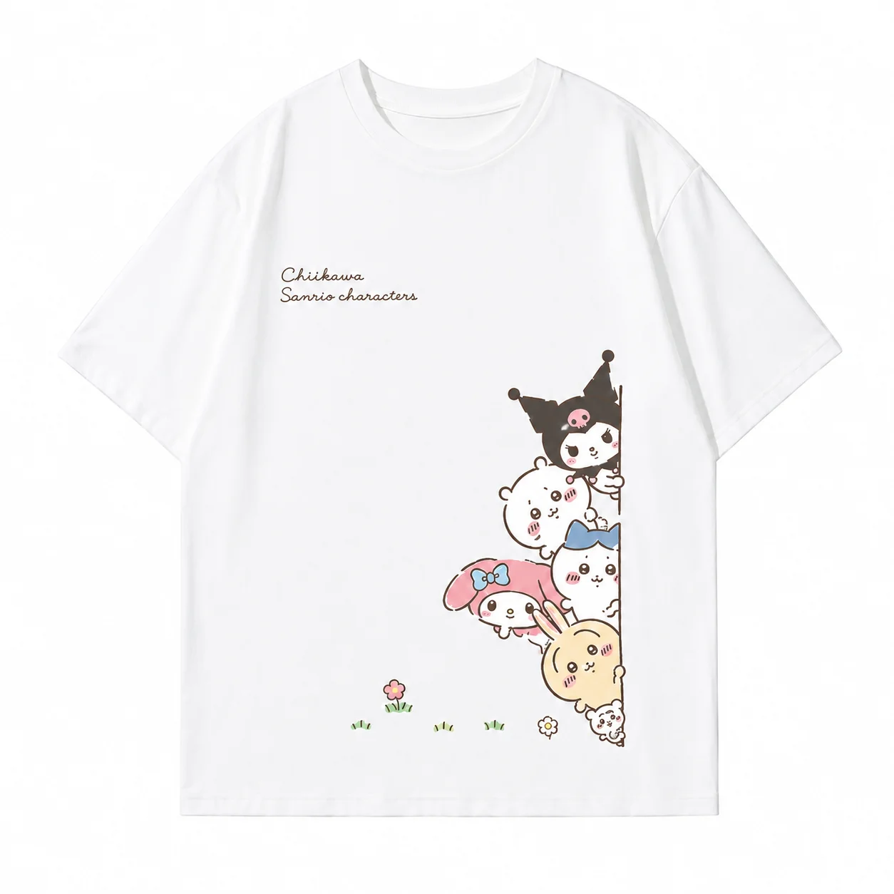Kawaii Chiikawa Kurimanju Oversize Heavyweight T-Shirt Unisex Lustiges Größentabelle-Cartoon-Loose-Streetwear-Top