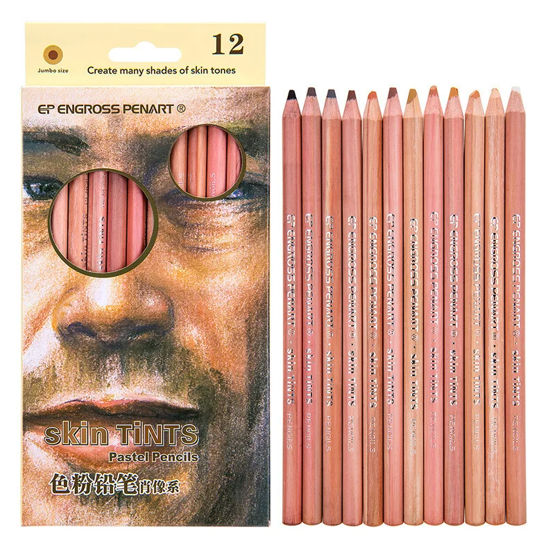 12 Pack Soft Skin Tone Crayons Professional Hand Drawn Comic