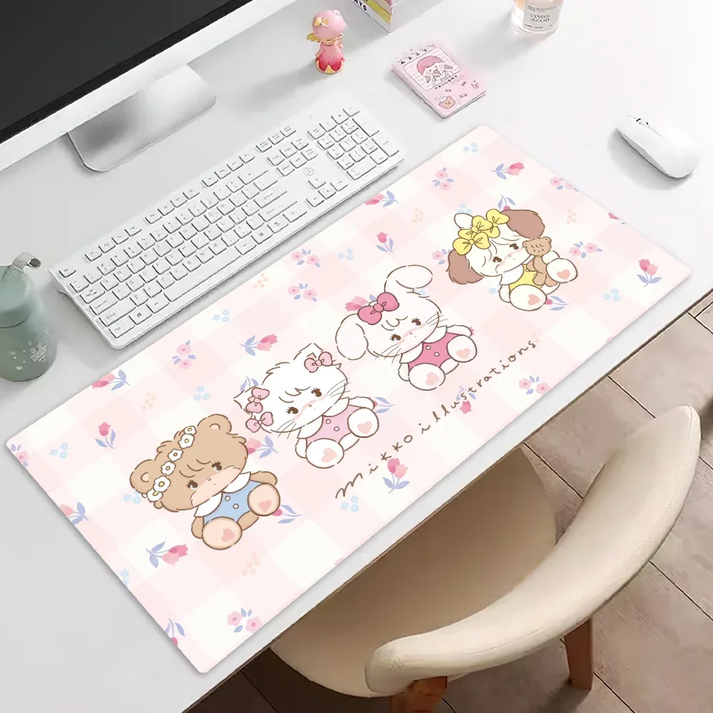 Mikko Illustrations Cute Mousepad Pad Rubber Table Mat Extended Gaming Lock Edge Keyboard Mat 4