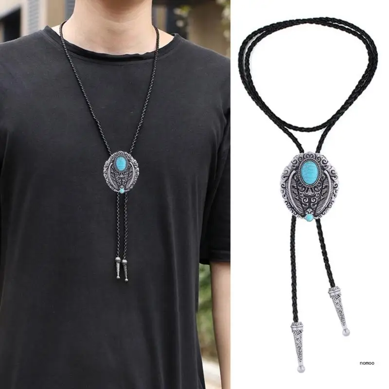 

Bolo Tie for Men Carnivals Necktie Alloy Turquoise Buckle Necktie for Shirt
