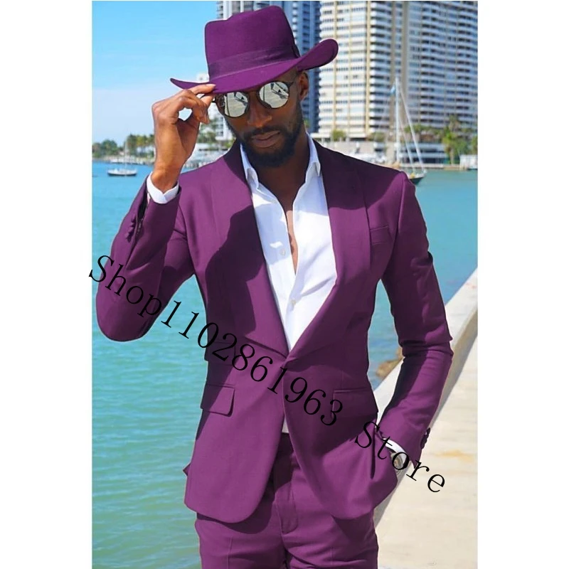 2023 Tailor Made Men Suit Slim Fit Shawl Lapel One Button 2 Pieces Casual Groom Wedding Party Suit Blazer Pants Trajes De Hombre