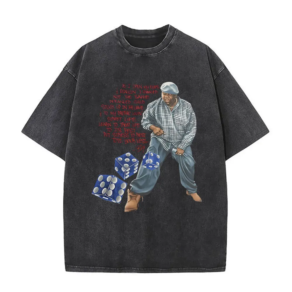 Y2k Tshirt Men New in Top & Tees Mens T-Shirt Rapper The Notorious Big L Lifestylez of The Poor and Dangerous Vintage Washed 4
