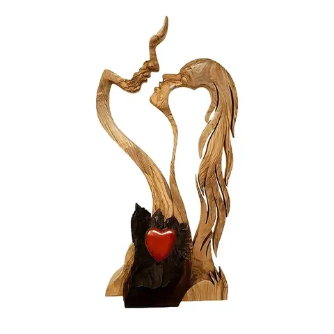 

Eternal Love Wooden Figurine Decoration Ornament Valentine Day Gift Couple kissing Holiday Decoration Office Home Desktop Statue