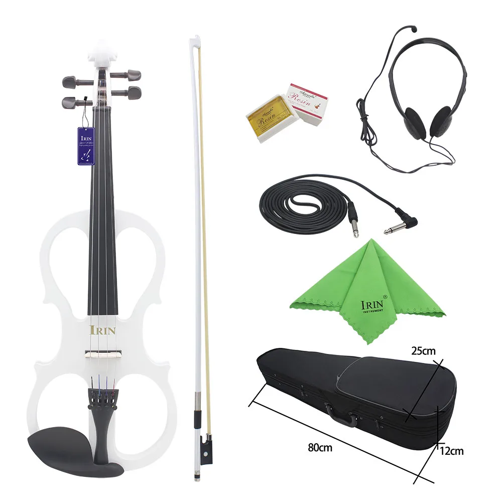 

IRIN 4/4 Electric Violin White Surface Maple Panel Ebony Tailpiece Stringed Instrument With Basic Accessories For Beginners