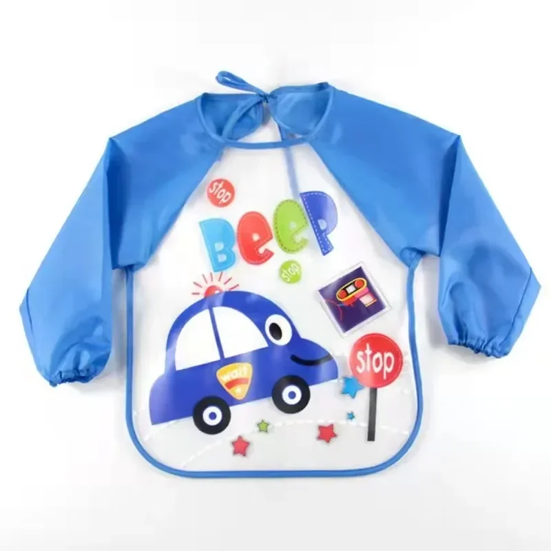 Cute Cartoon Animals Baby Bibs Waterproof Colorful Children Bib Full Sleeve Bibs Children Apron Long Sleeve Feeding Baby