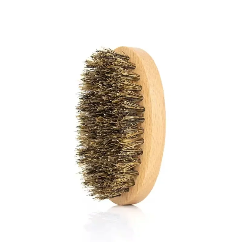 Spazzola per barba in legno per uomo Pettine in legno naturale Setola di cinghiale Spazzola per baffi Spazzola per onde da uomo da viaggio Regali Compleanno Cura della barba - immagine 3