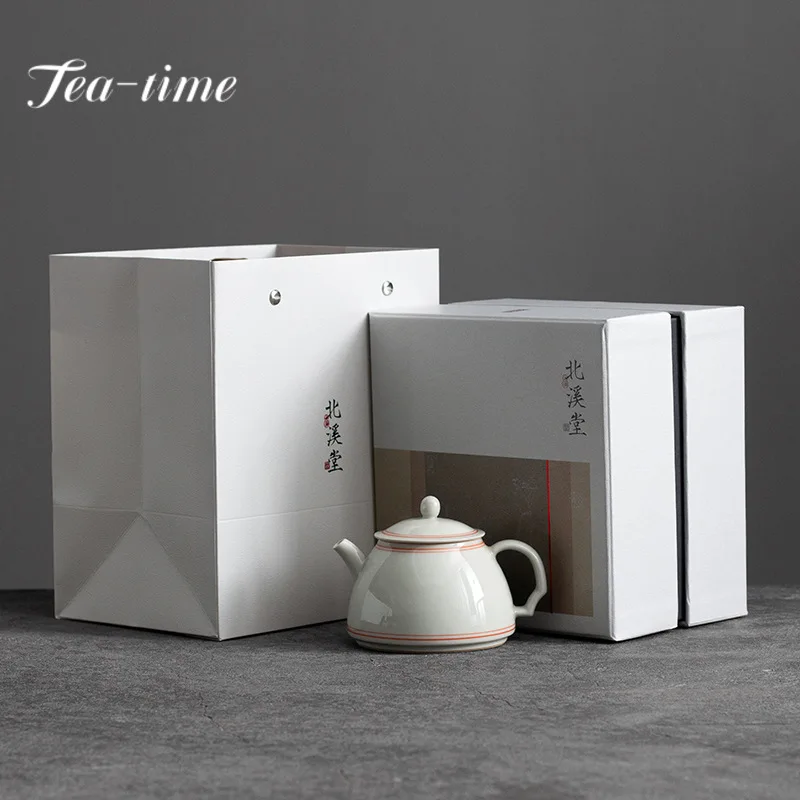 180Ml Retro Ice Table Glaze Teiera In Ceramica Elegante Double Line Pot Household Tea Brewing Bollitore Puer Kung Fu Teaset Gift Box