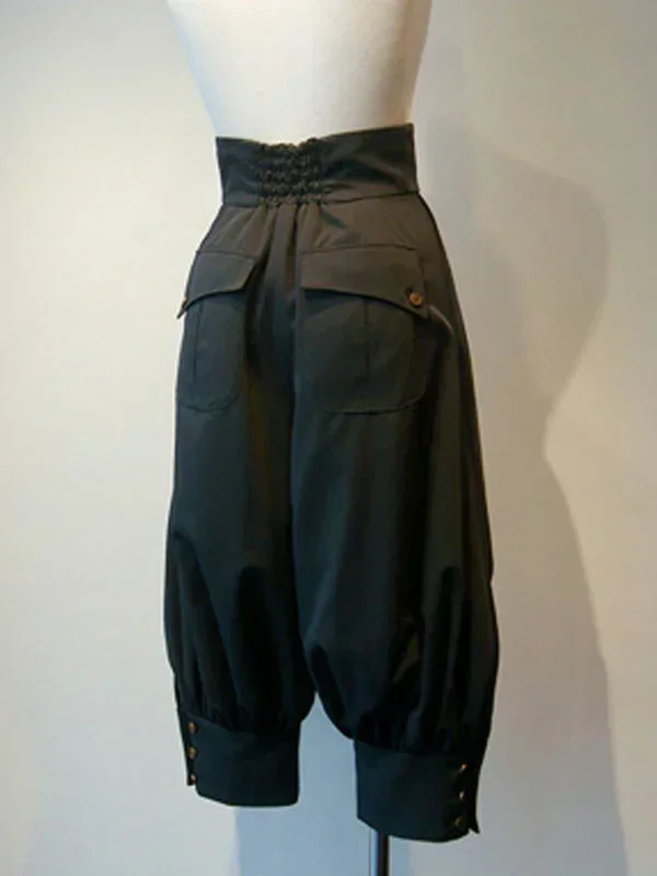 Gothic Lolita Pant Lolita Cosplay Costumes Grommets Black Cropped Lolita Trousers Ouji Boystyle Pants