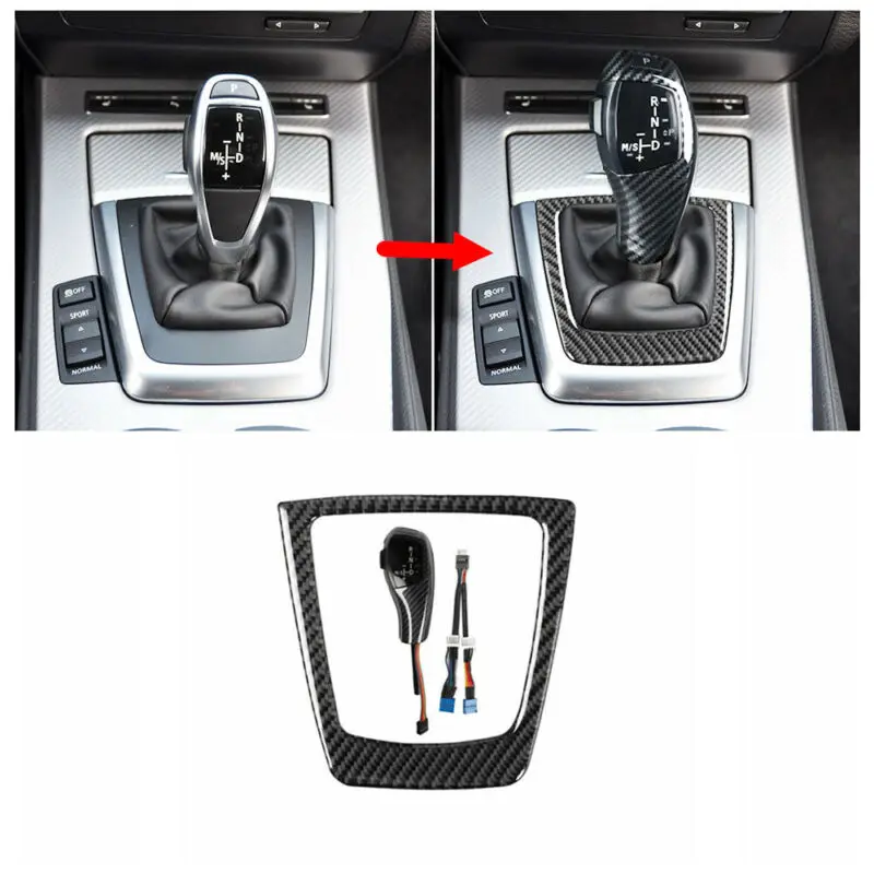 

LED Carbon Fiber Gear Shift Knob w/Panel Cover Trim Kit for BMW Z4 E89 2010-2015 Frame Stickers Strip Auto Accessories