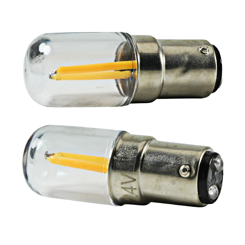 2개 앰플 LED 필라멘트 라이트 B15 BA15D 220V 12V 24V 2W 미니 스포트라이트 냉장고 재봉틀 램프 12 24 볼트 실내 전구